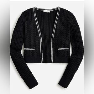 J. Crew Tipped cable-knit cropped cardigan sweater